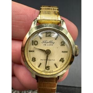 Vintage Shelley De Luxe Watch Gold Tone Women's Antimagnetic Swiss Made 21.6mm